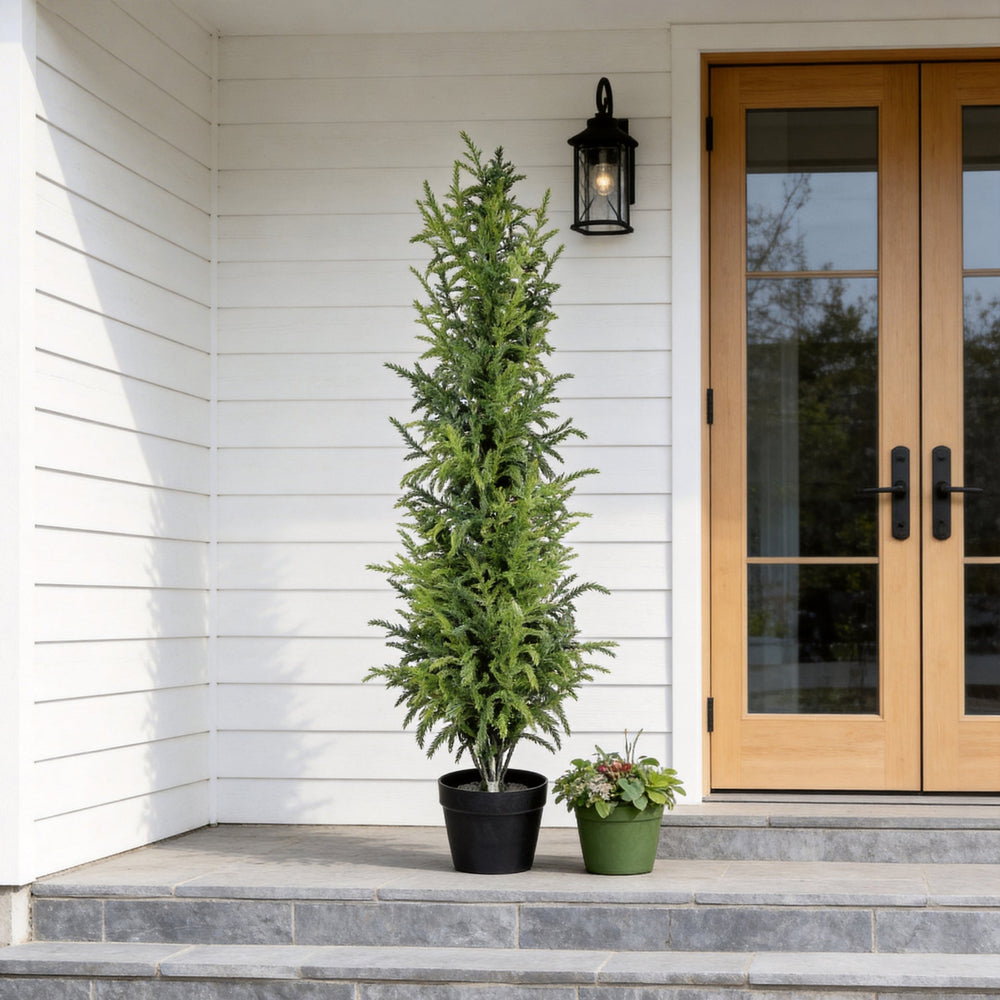 4' Artificial Real Touch Pine Tree in Black Plastic Pot, 1pc/set Media 2