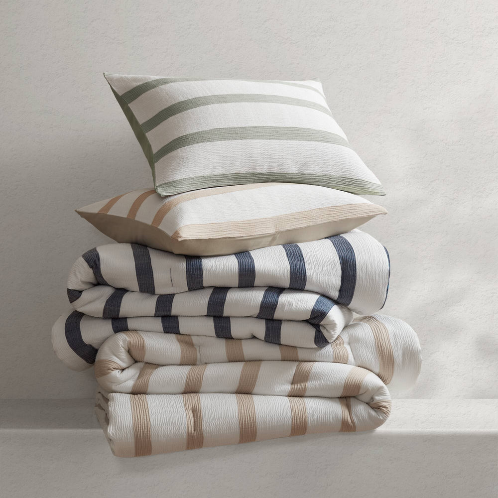 3-Piece Full/Queen Yarn-dyed striped comforter Media 12