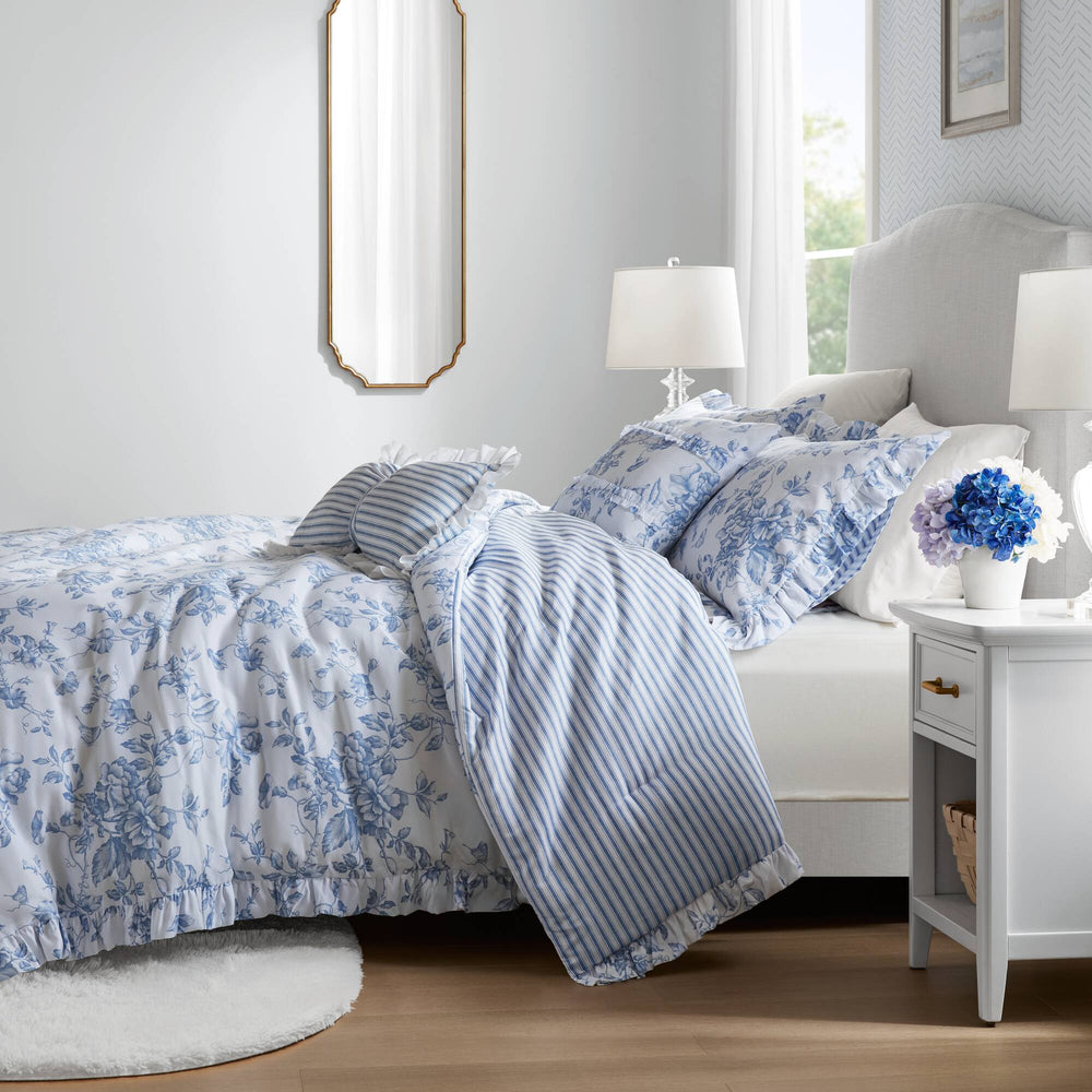 5 Pieces King Comforter Set with Decorative Pillows,Blue Media 12