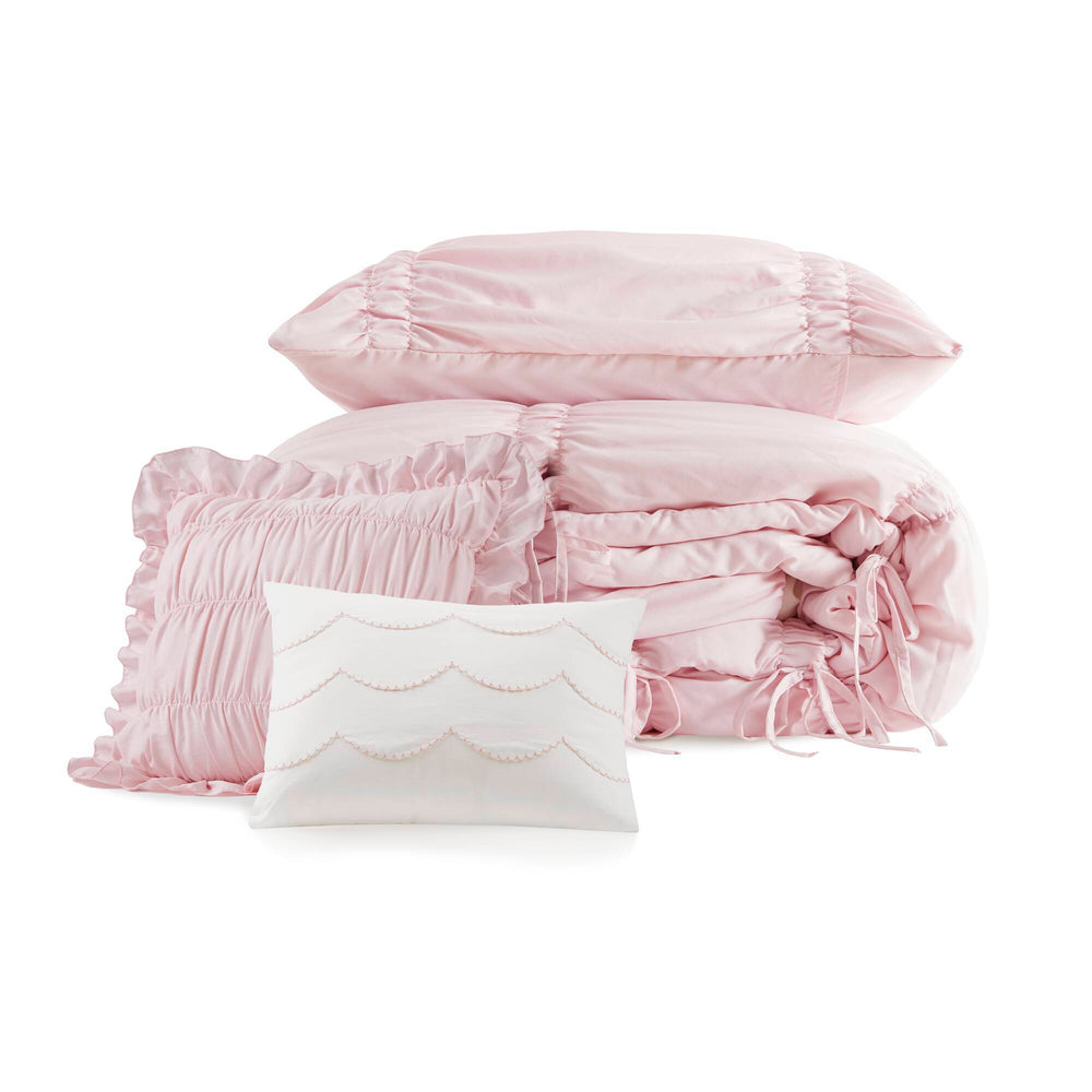 4 Pieces Twin/Twin XL Comforter Set,Pink Media 2