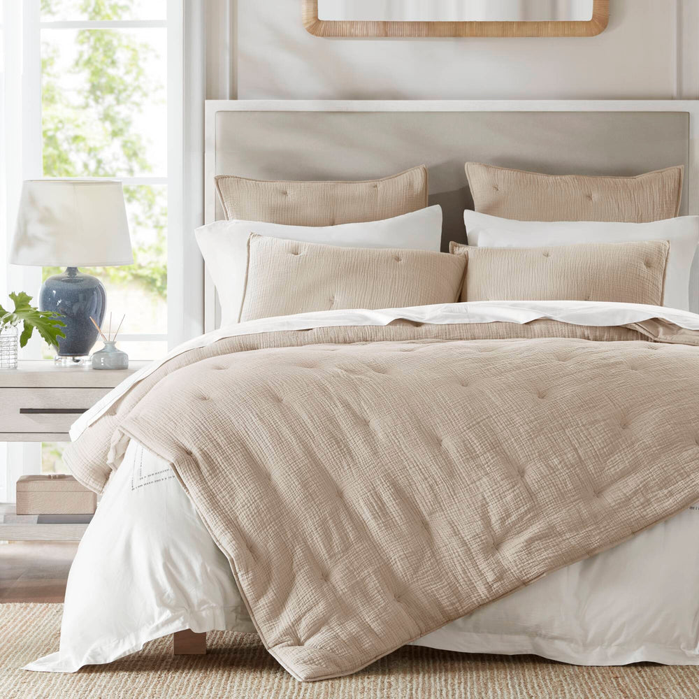 3-Piece King Cotton  Embroidered Quilt Set,Taupe Media 2