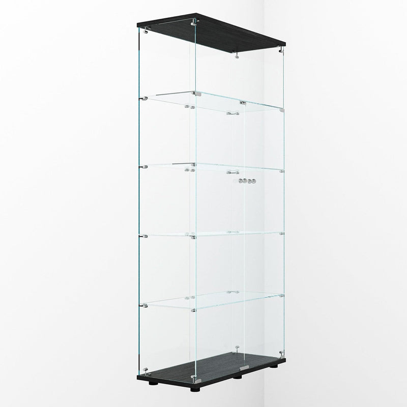 Glass Display Cabinet Tempered Glass Contemporary Living Room Black