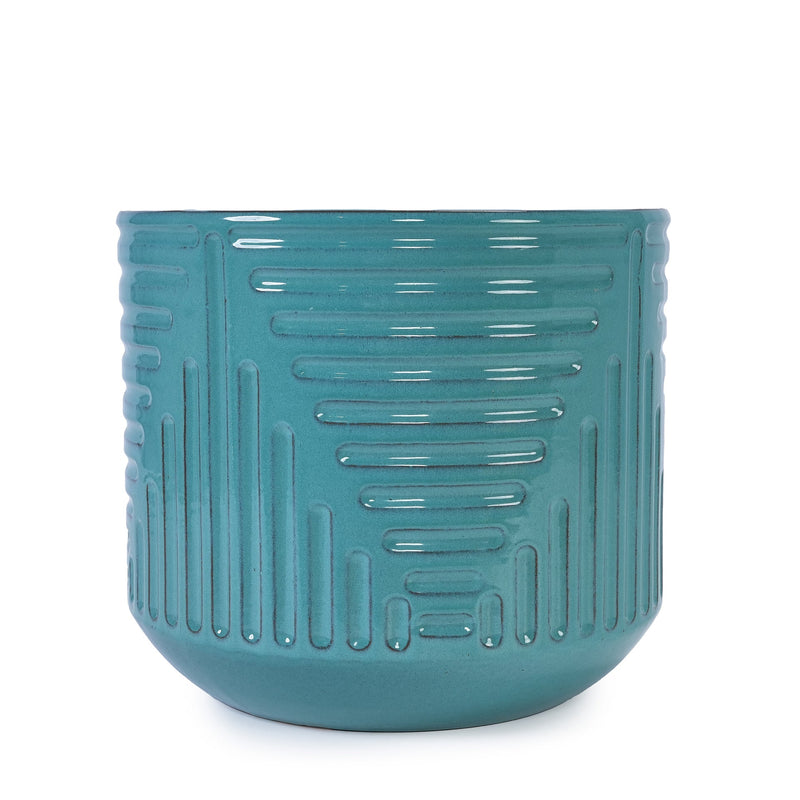 Ceramic Flowerpot, Modern Planter for Patio, Garden, Windowsill - Cyan