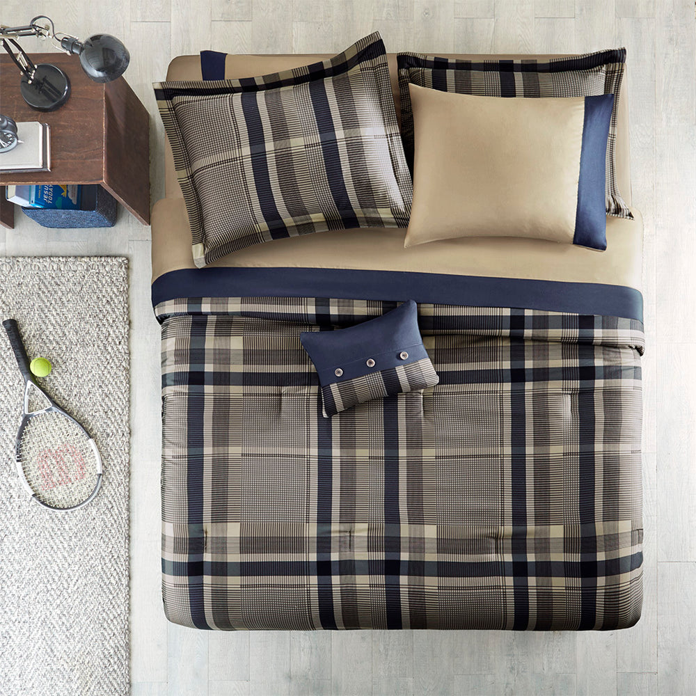 Twin Plaid Comforter Set with Bed Sheets Media 3