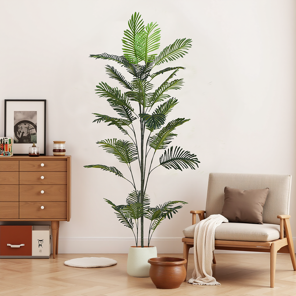 86' Artificial Palm Tree with Black Plastic Pot Media 2
