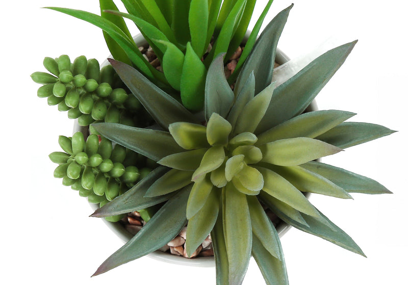 Artificial Plant, 7' Tall, Succulent, Indoor, Faux, Fake, Table, Greenery, Potted, Set Of 2, Decorative, Green Plants, White Ceramic Pots