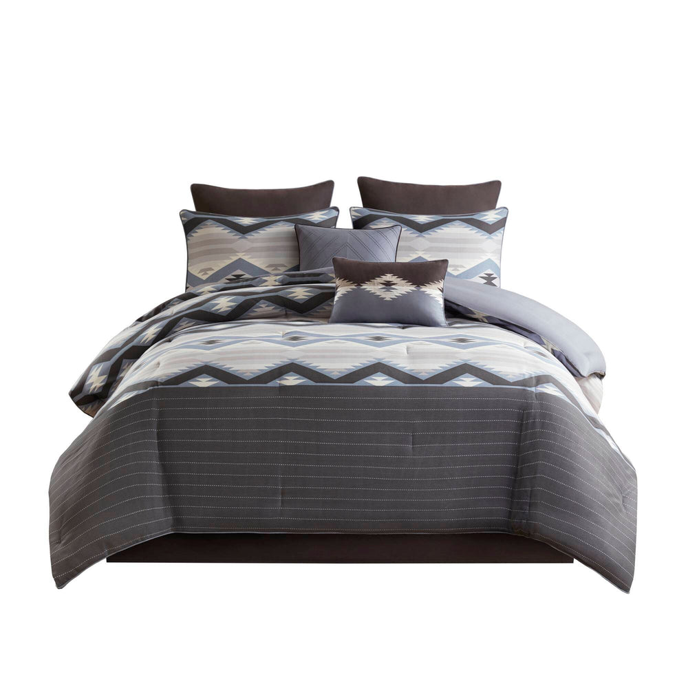 8-Piece Cal King Comforter Set,Blue Media 16