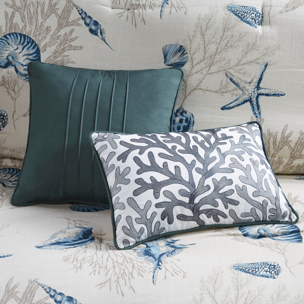 7 Piece Cotton Sateen Comforter Set Blue Cal King Media 7