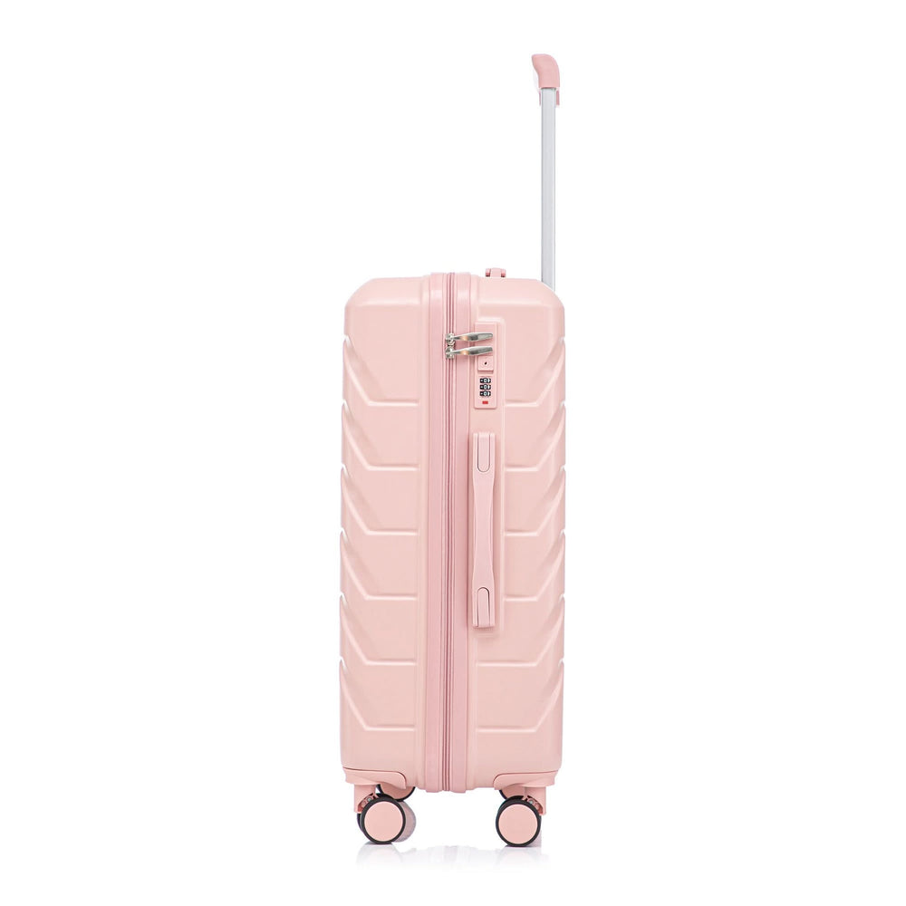 ABS Spinner Luggage 3 Piece Set Pink Matching Color & Combination Lock For Travel Use Media 24