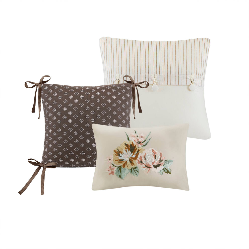 7-Piece Queen Vin  Floral Comforter Set, Terracotta Media 20