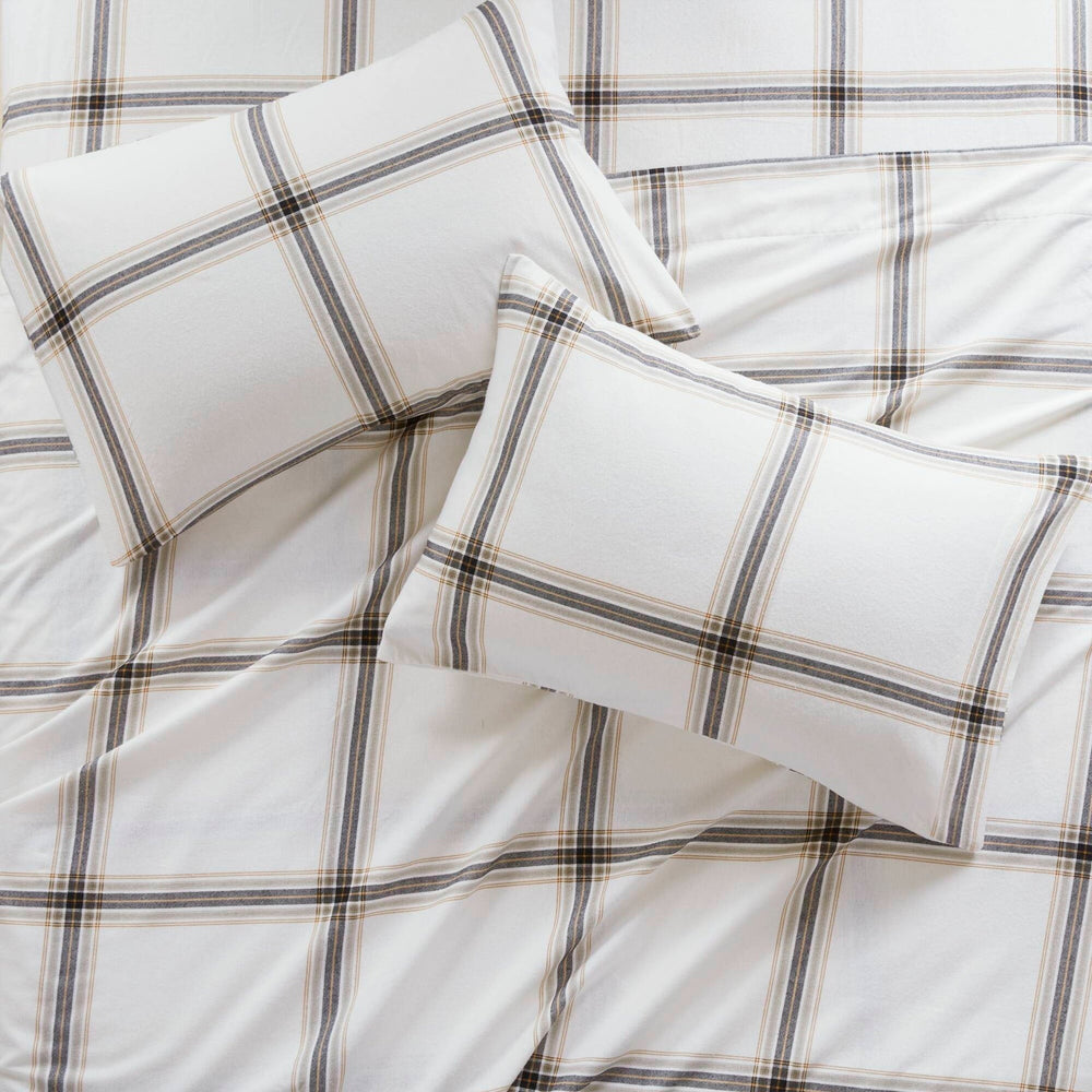 4 PCS Queen Sheet Set Tan Plaid Media 8