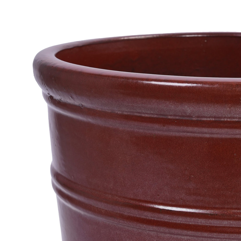 3 Pieces Ceramic Flowerpot, Modern Planter for Patio, Garden or Windowsills - Bean Paste Red Media 10