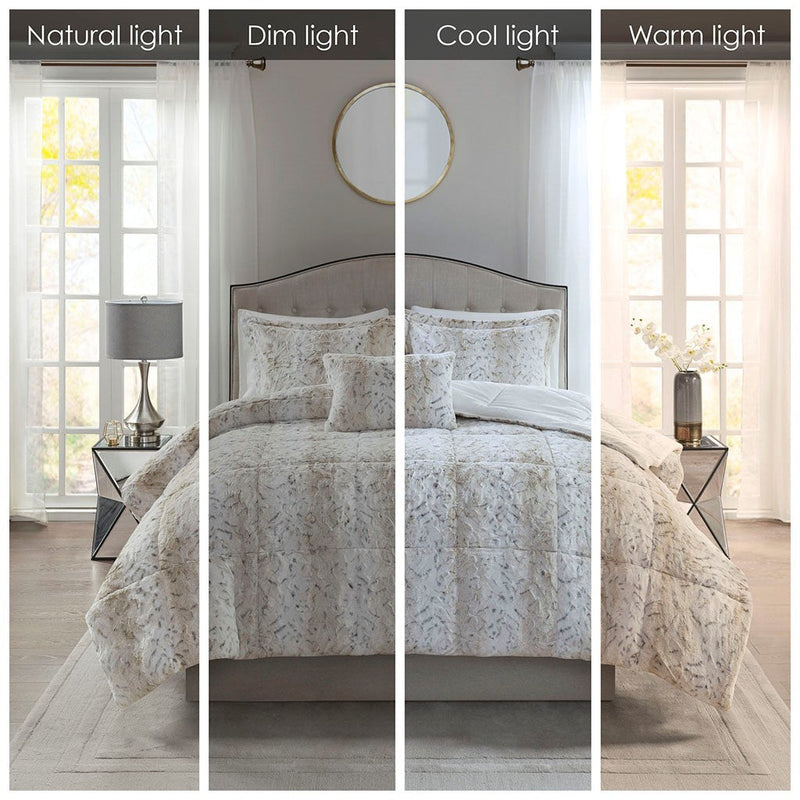 King 4PC Faux Fur Comforter Set