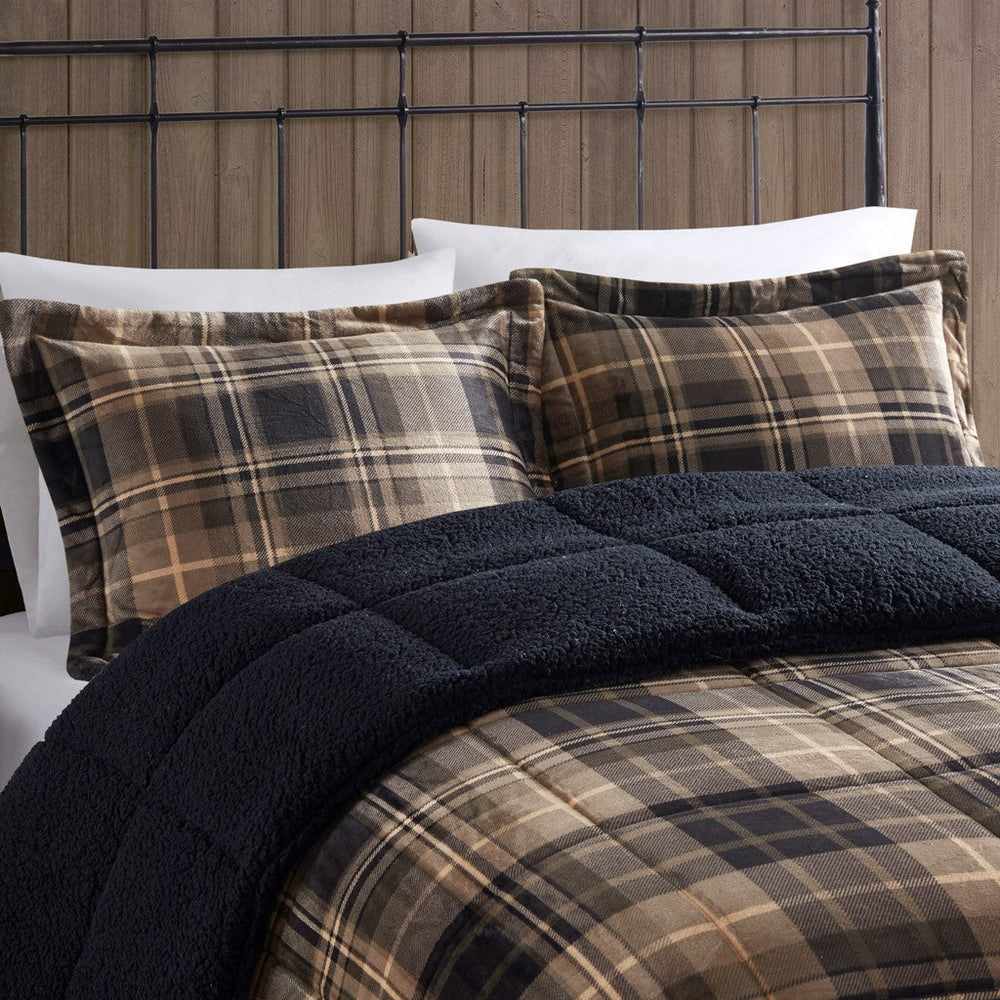 Full/Queen Plush to Sherpa Down Alternative Comforter Set Media 2