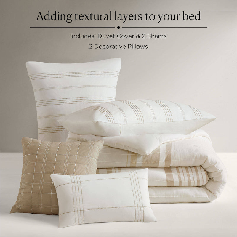5 Piece Cotton Jaquard Duvet Set