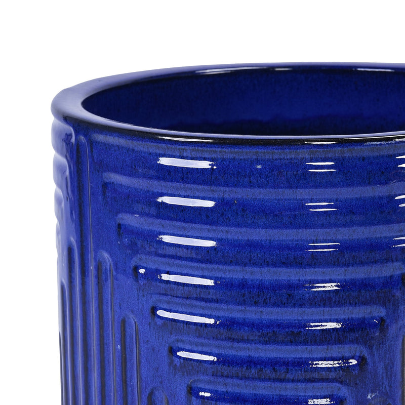 16' Dia Round Planters for Indoor Plants, Large Outdoor Planters with Drainage Holes, Ceramic Plant Pots Indoor & Outdoor for Home Garden Patio - Dark Blue