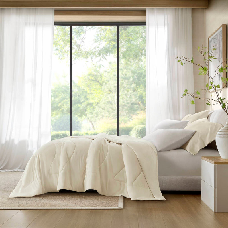 1-Piece Full/Queen Reversible Tencel Comforter Blanket,Ivory