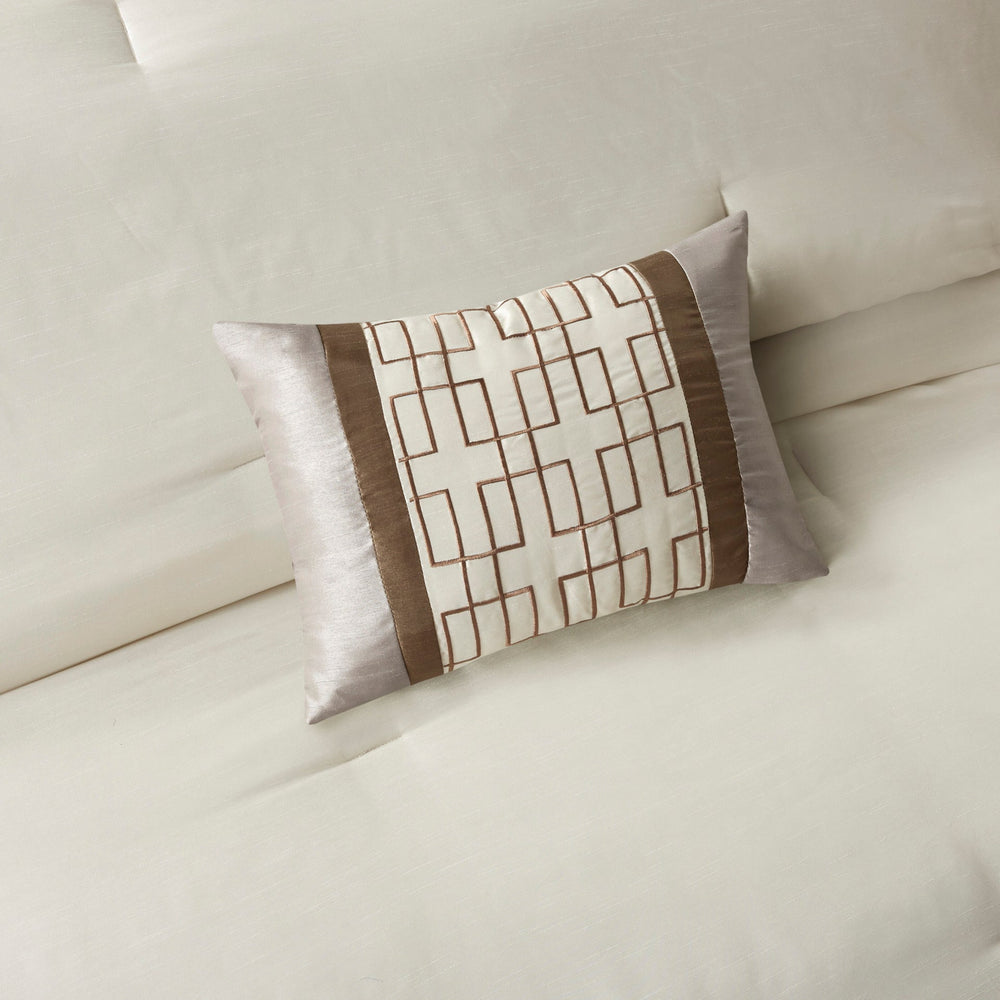 7 Piece Comforter Set Taupe/Brown Cal King Media 2