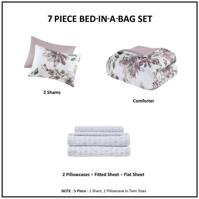 King Floral Comforter Set with Bed Sheets