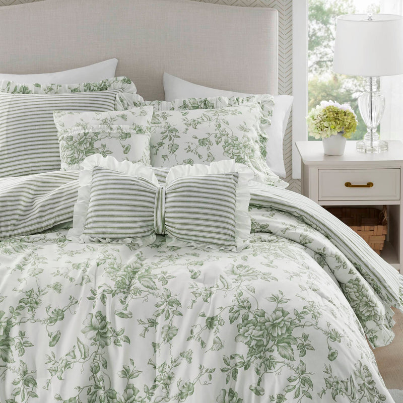 5 Pieces Full/Queen Comforter Set with Decorative Pillows,Green