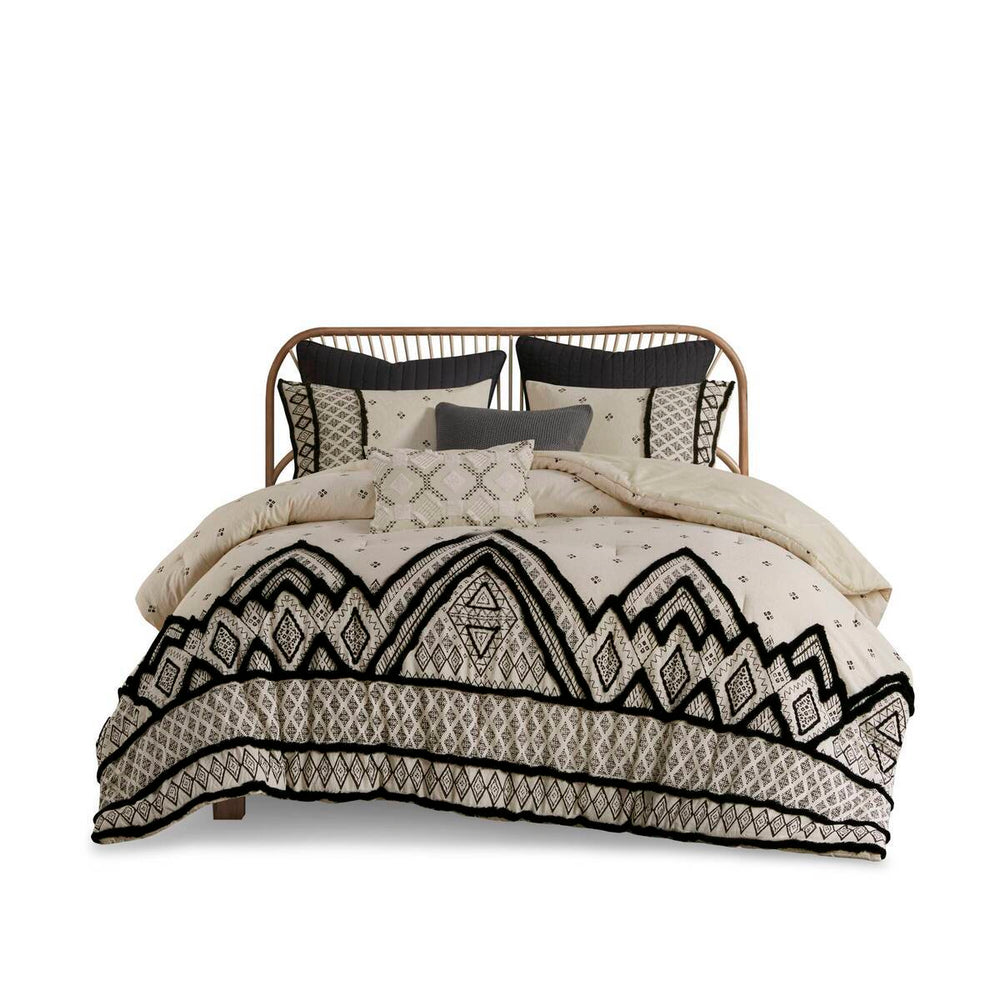 3 Piece Cotton and Flax Linen Blend Comforter Set Natural King/Cal King Media 2