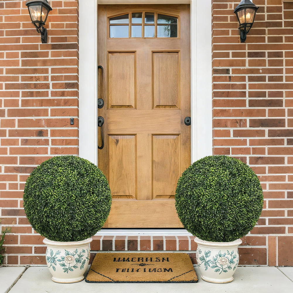 22.4IN Topiary Balls Artificial Outdoor Faux Boxwood Plants Large Green Decorative Spheres for Garden Front Porch Patio Planter Decoration, 2pcs/set Media 7