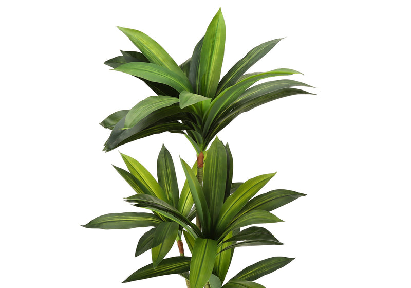 Artificial Plant, 51' Tall, Dracaena Tree, Indoor, Faux, Fake, Floor, Greenery, Potted, Real Touch, Decorative, Green Leaves, Black Pot