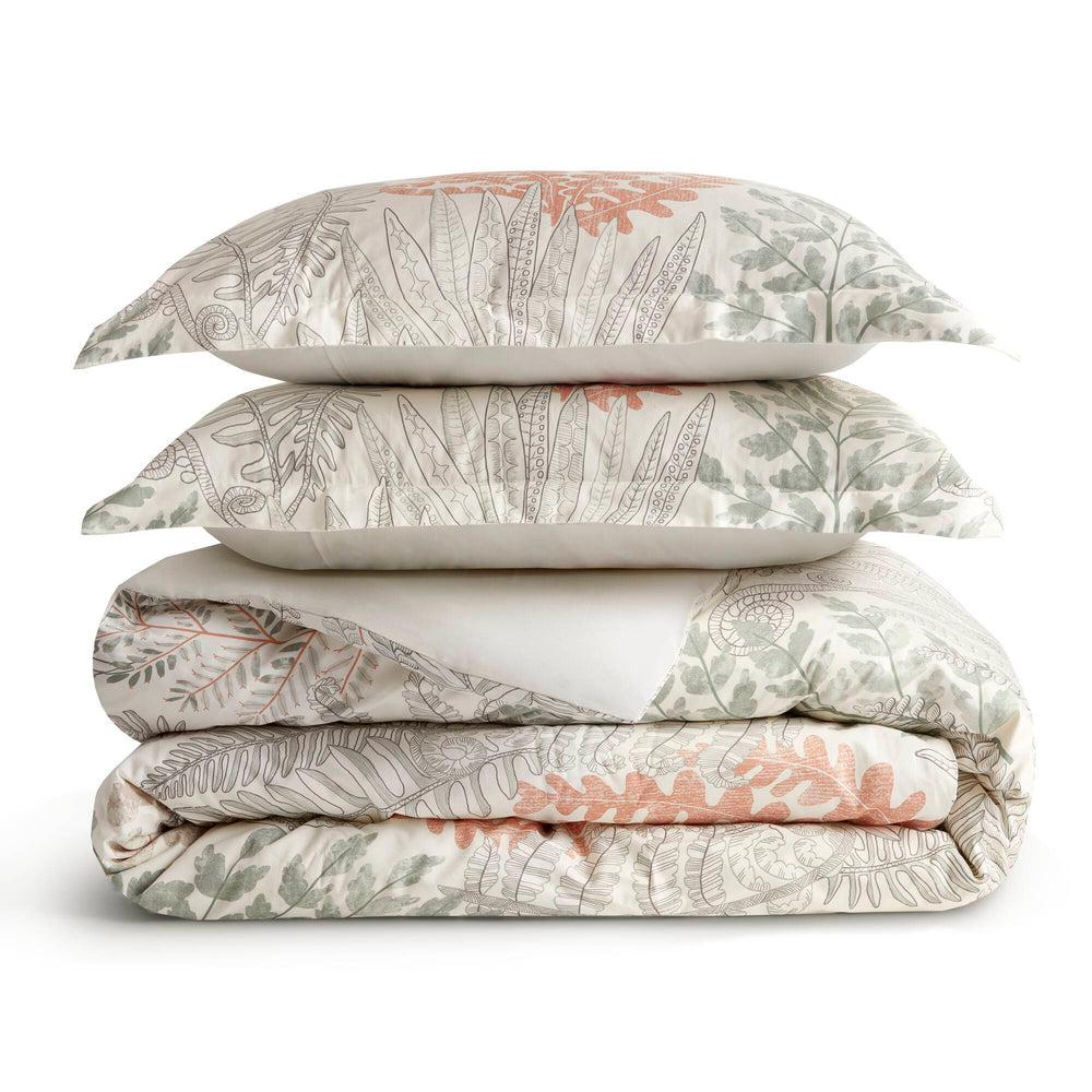 3-Piece Full/Queen 100% Cotton Sateen Duvet Cover Set,Terracotta/Linen Media 6
