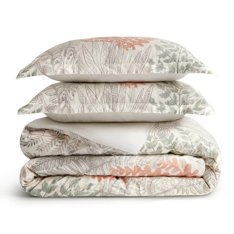 3-Piece Full/Queen 100% Cotton Sateen Duvet Cover Set,Terracotta/Linen