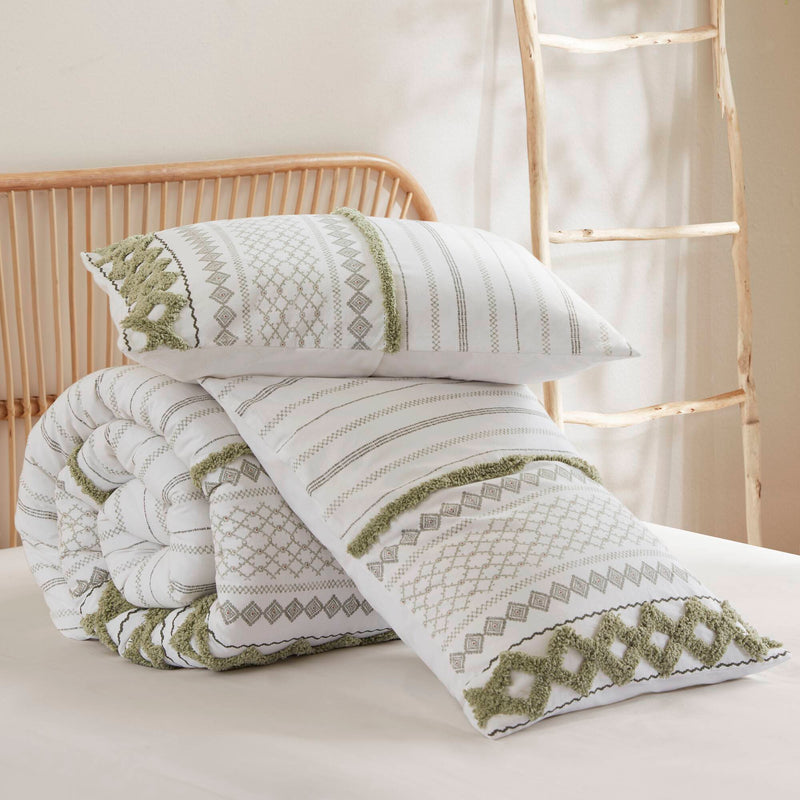 3 PCS Cotton Printed Comforter Set with Chenille