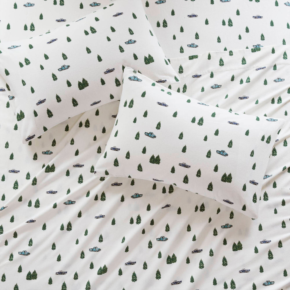 3 PCS Twin Sheet Set Green Trees & Trucks Media 14