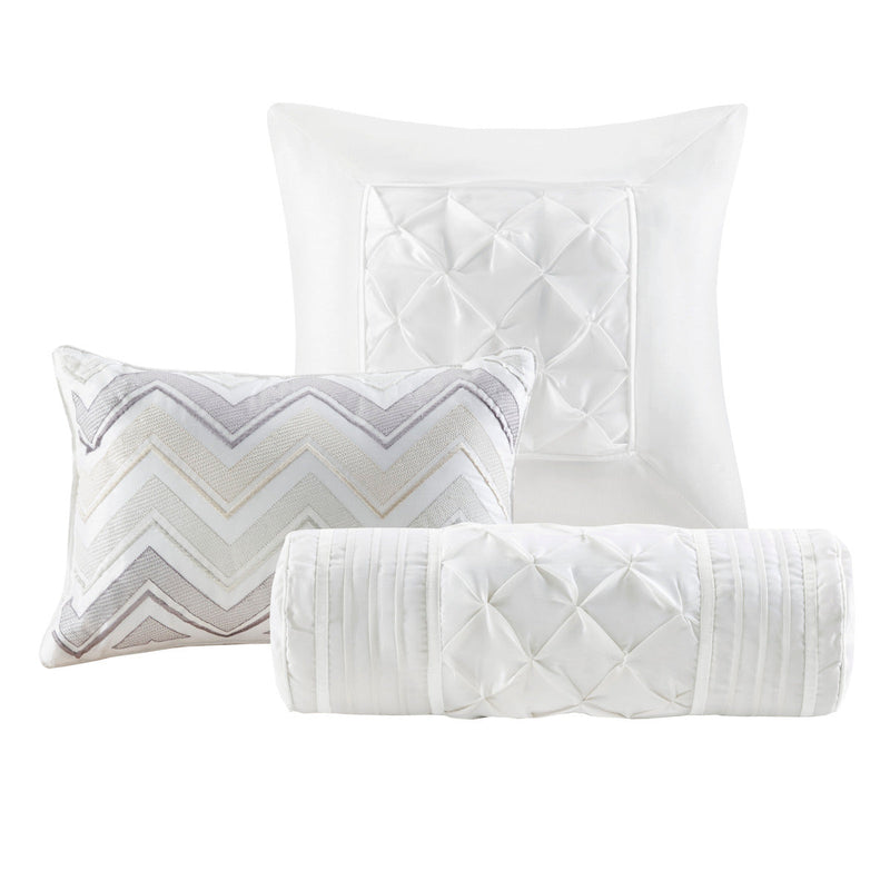 7 Piece Tufted Comforter Set White Full