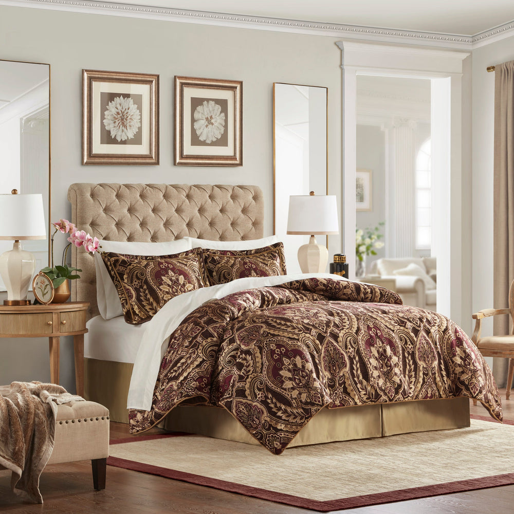 4 Piece Comforter Set Burgundy King Media 11