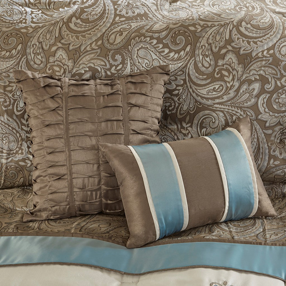 Jacquard 7 Piece Comforter Set Blue King Media 5