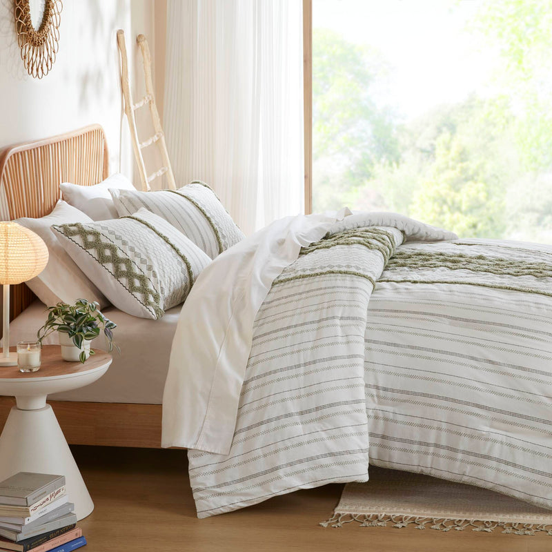 3 PCS Cotton Printed Comforter Set with Chenille