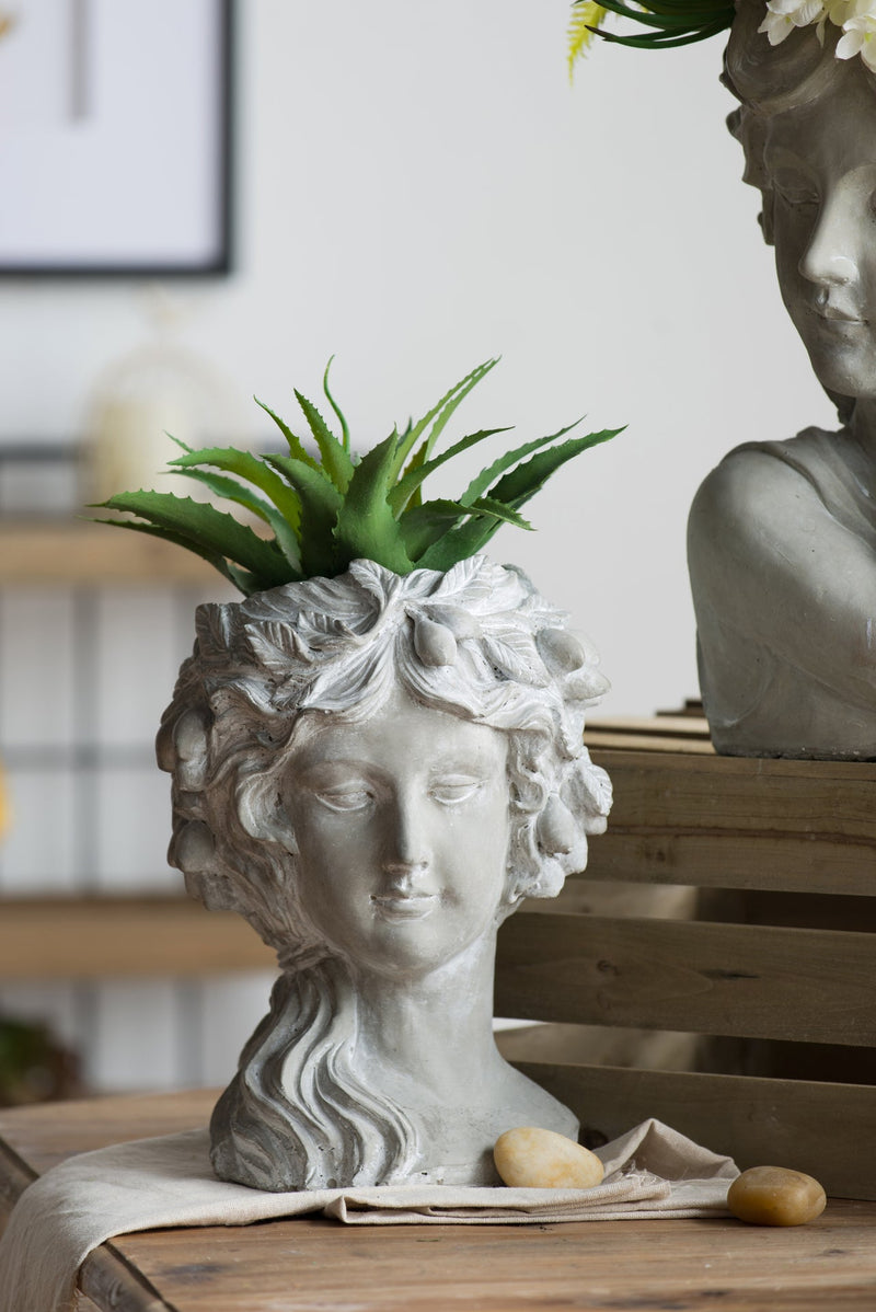 Cement Bust Wall Planter - Indoor Outdoor Home Garden Decor, 8' x 9' x 11.5'