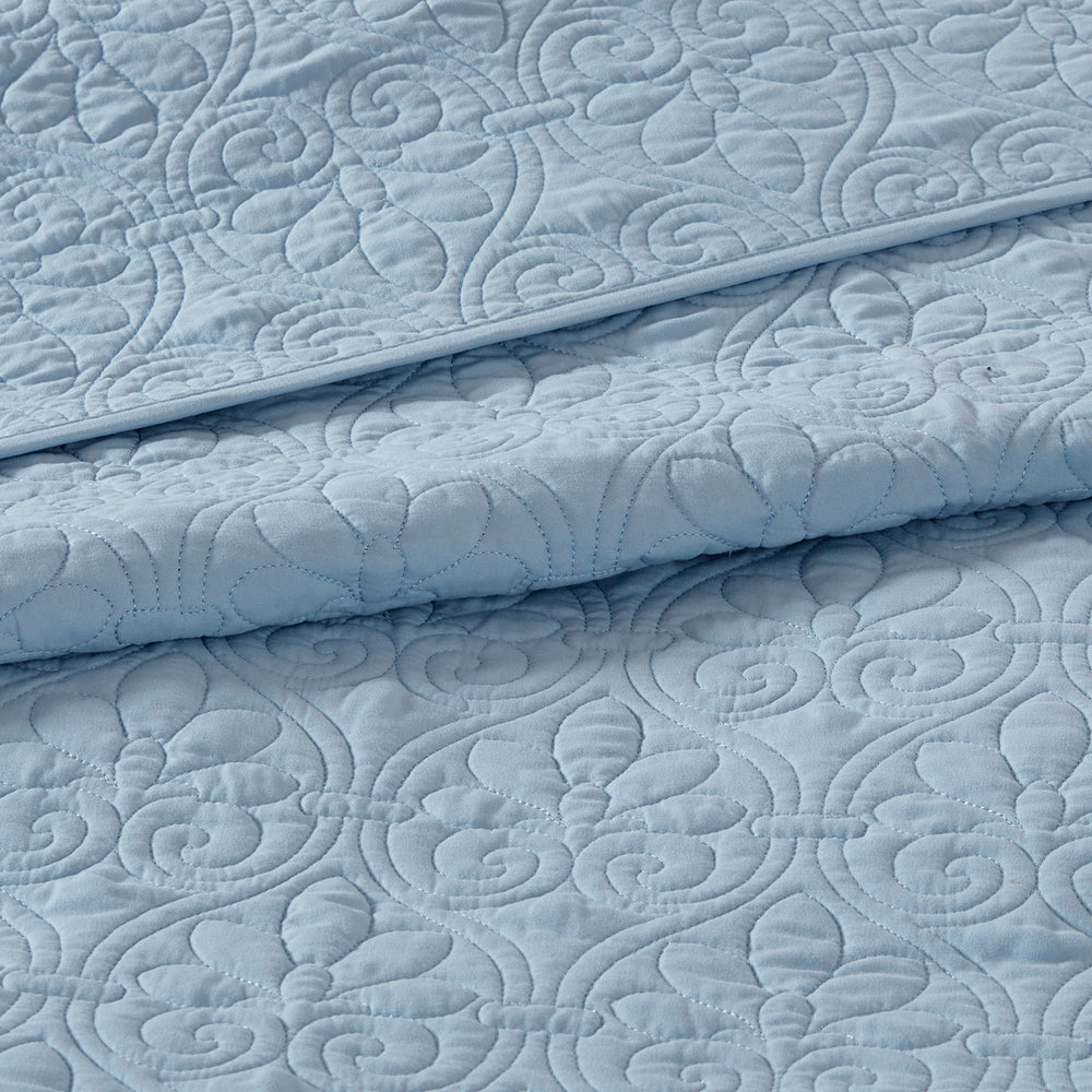 Reversible Bedspread Set Blue Queen Media 4