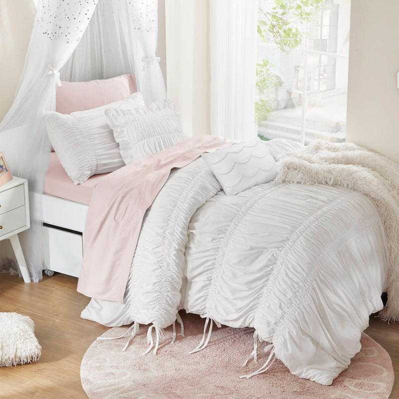 4 Pieces Twin/Twin XL Comforter Set,White