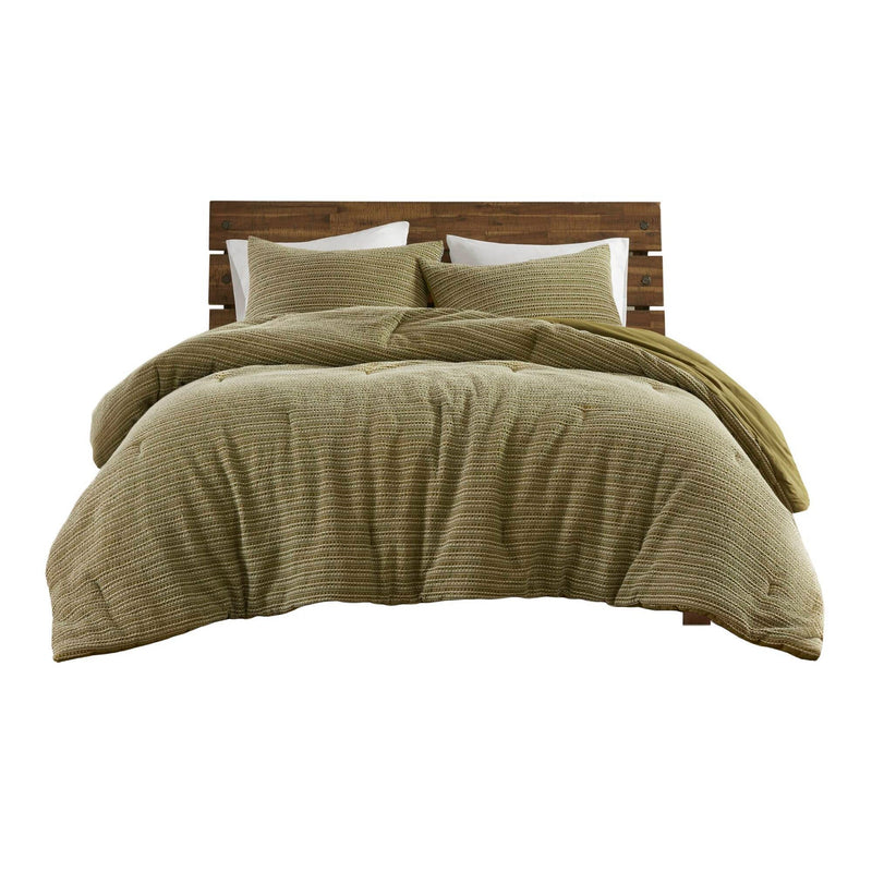 3PCS Full/Queen Waffle Washed Comforter Set