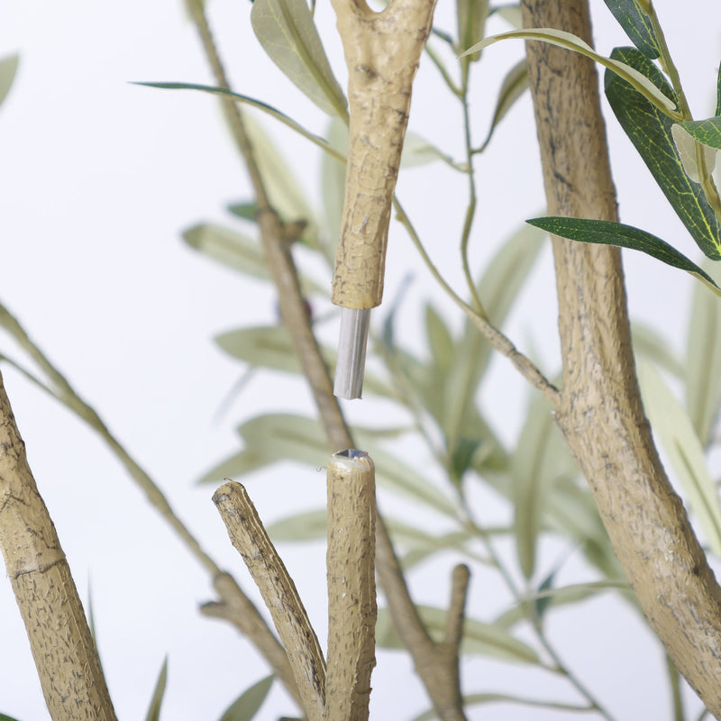 8FT Artificial Olive Tree With Big Decorative White Planter, Tall Indoor & Covered Outdoor Decorative Tree, 1pc/set