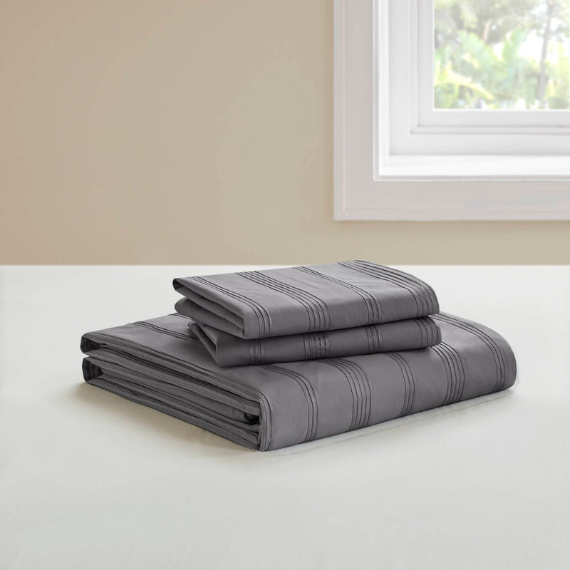3-Piece Cal King Woven Striped Duvet Set
