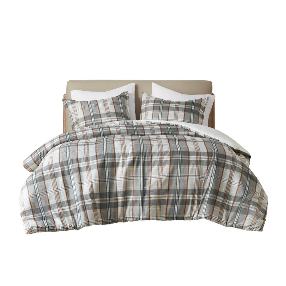 3PCS Full/Queen Plaid Duvet Cover Set Media 17