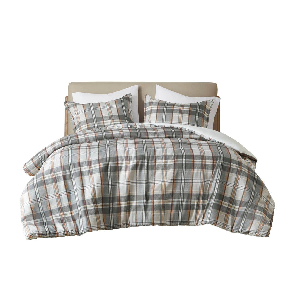 3PCS Full/Queen Plaid Duvet Cover Set Media 17