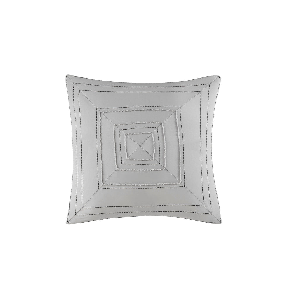 3 PCS Twin/Twin XL Cationic Dyed Clip Jacquard Comforter Set with Throw Pillow Gray Media 10