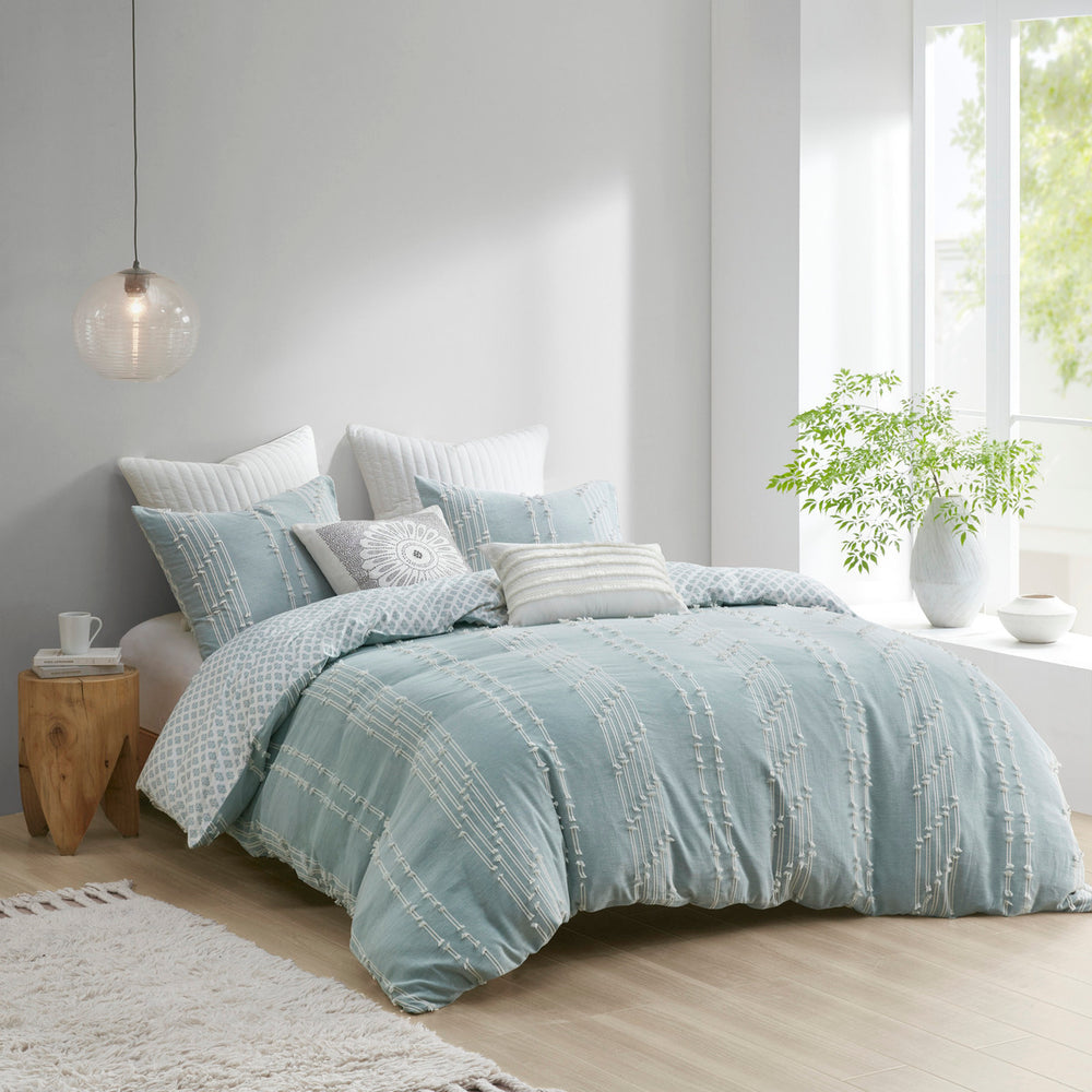 King/Cal King 3 Piece Cotton Jacquard Duvet Cover Set Media 10