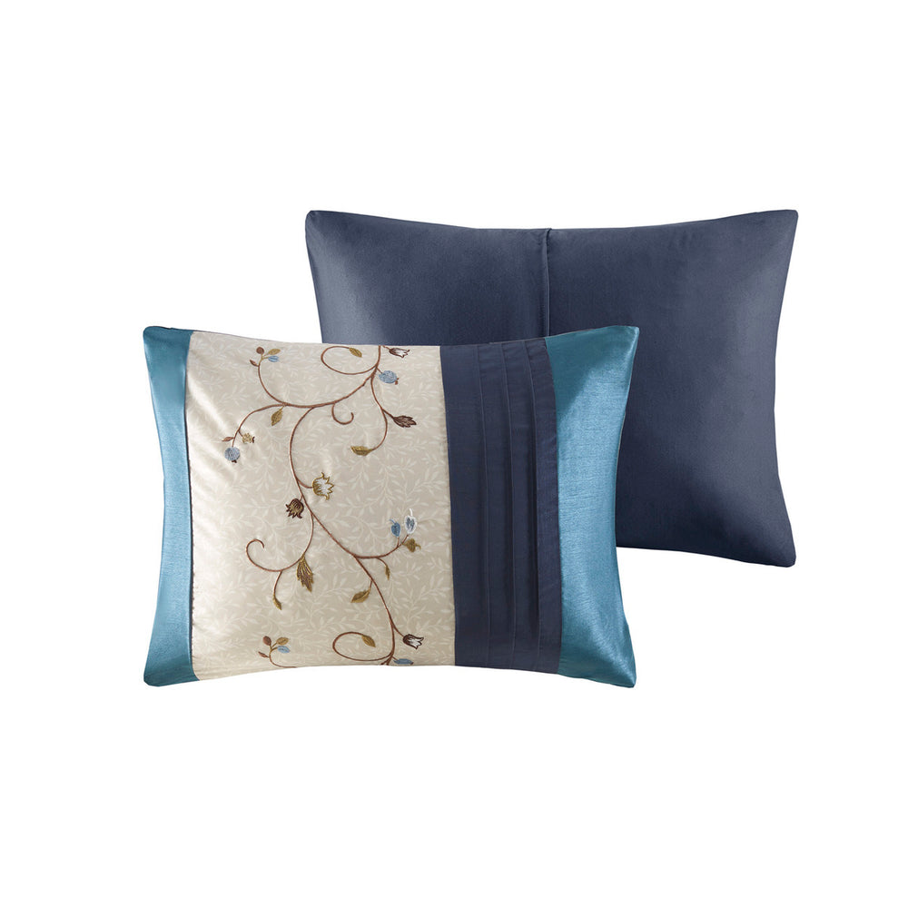 Embroidered 7 Piece Comforter Set Navy Cal King Media 7