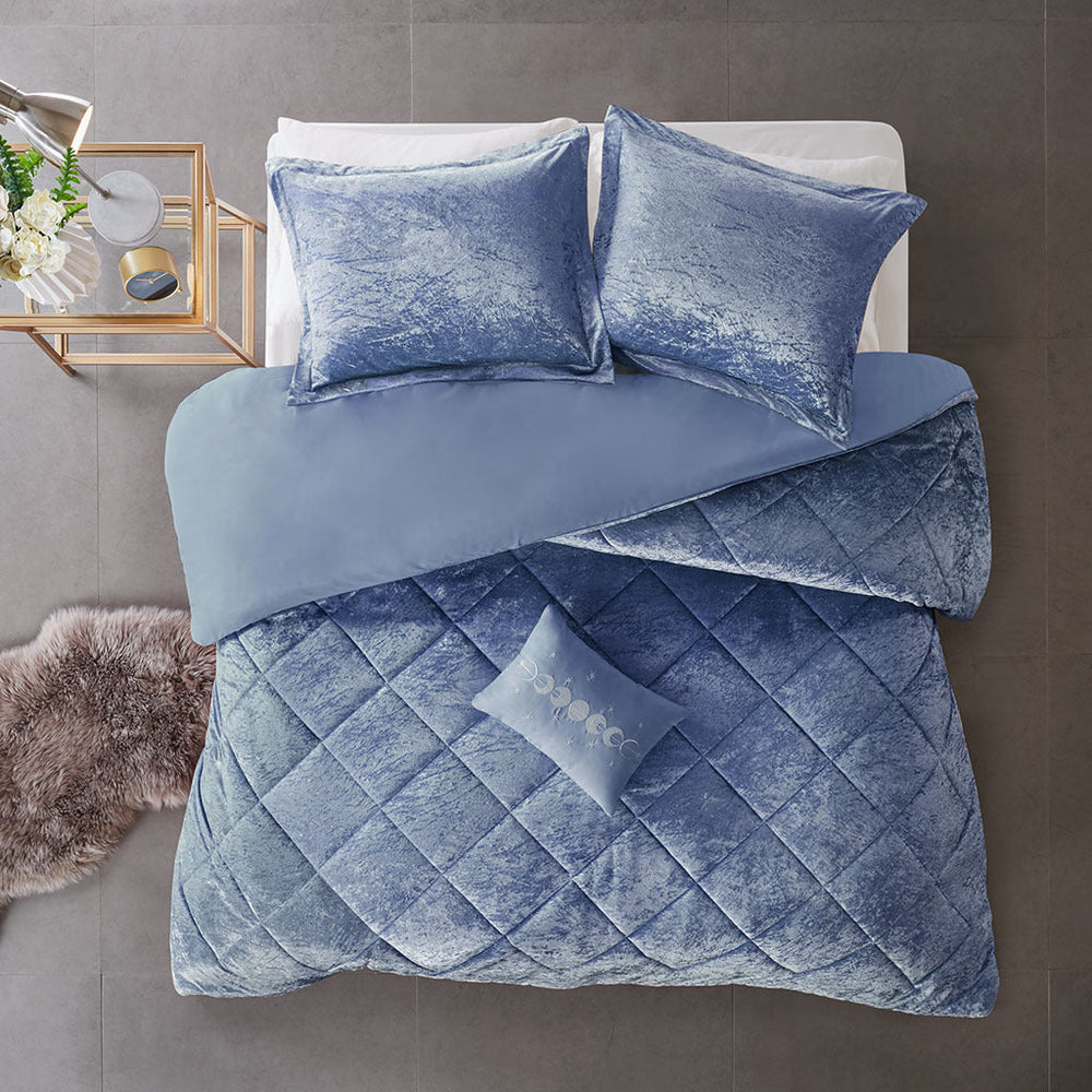 King/Cal King Velvet Duvet Cover Set with Throw Pillow Media 8