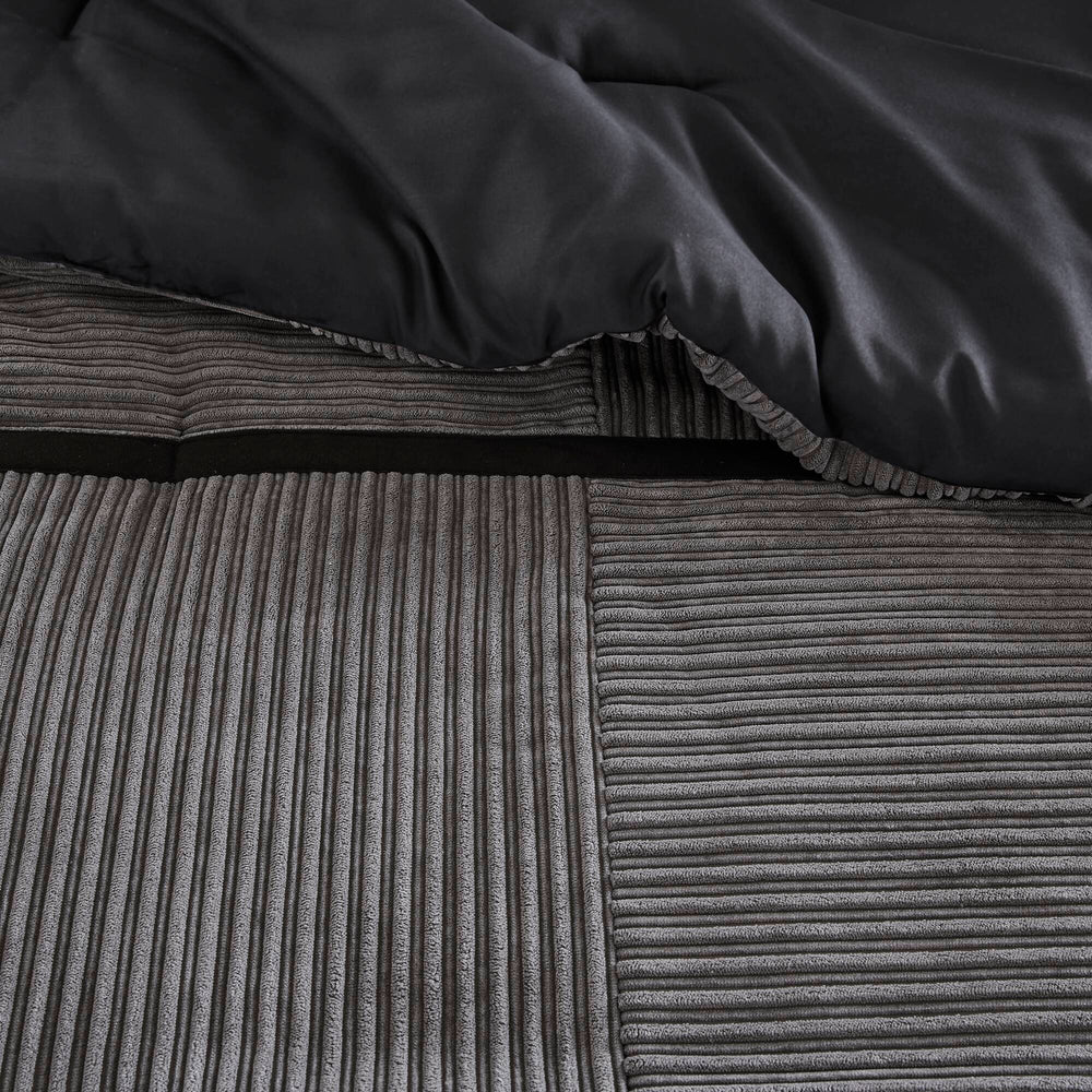7 Piece Micro Corduroy Comforter Set Grey Cal King Media 5