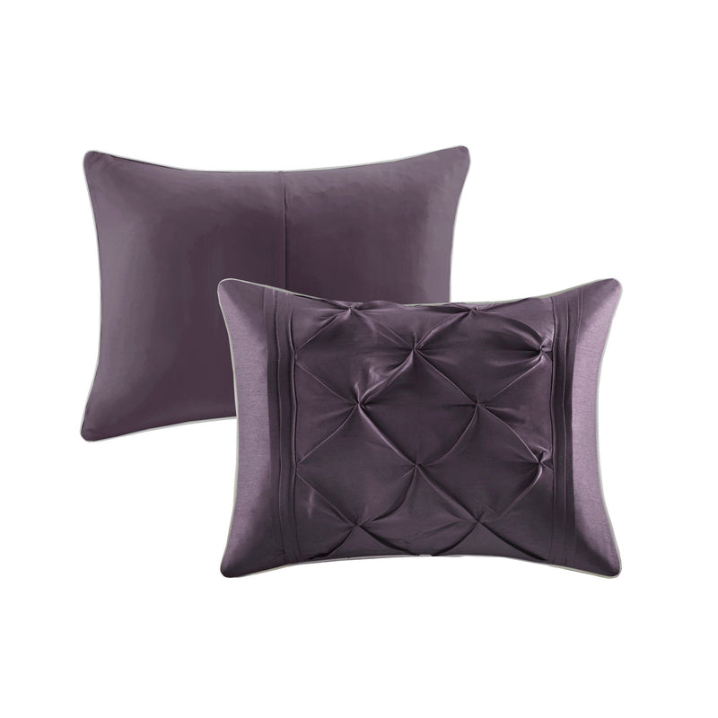 7-Piece 100% Polyester Pieced Pleated Tufted Comforter Set
