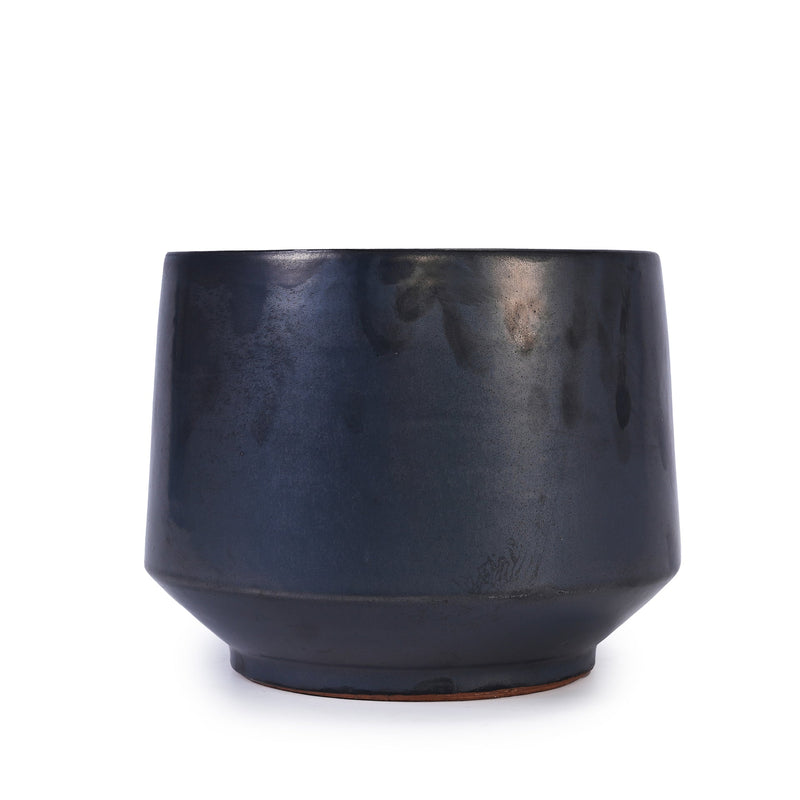 Handmade Black Matte Glazed Ceramic Planter Set of 3, 15/11/9 Inch Diameter, Textured Finish for Orchids & Begonias, Indoor/Outdoor Use on Windowsill & Bookshelf, Breathable Clay